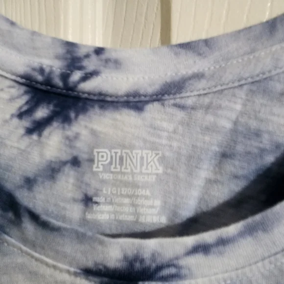 PINK Victoria's Secret Blue Tie-Dye Short Sleeve Tee L - Picture 4 of 5